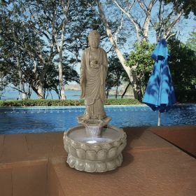 Earth Witness Buddha Illuminated Garden Fountain: Large