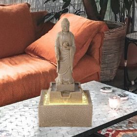 Earth Witness Buddha Illuminated Garden Fountain: Medium