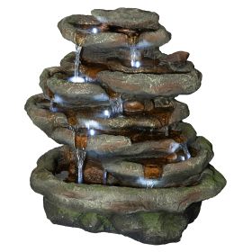 Ribbon Ridge Cascading Waterfall Illuminated Garden Fountain