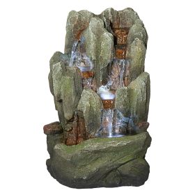 Lost Falls Cascading Waterfall Illuminated Tabletop Fountain