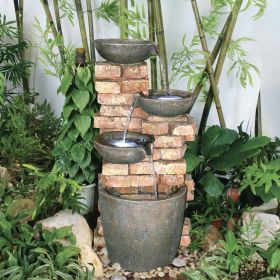 Stacked Bricks Cascading Garden Fountain