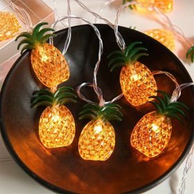 1pc; Pineapple String Lights; Battery Operated; 10 Fun Patio Lights; Party Bedroom Home Birthday Indoor Decor; Outdoor Hawaiian Tropical Tiki Gift