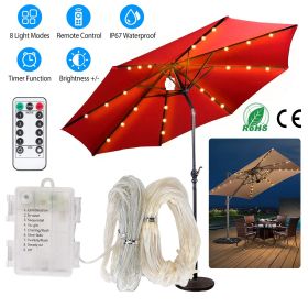 Patio Umbrella Lights 8 Lighting Modes Waterproof Parasol Timer Lamps w/ Remote Control 104 LED 8 Bundles Warm White