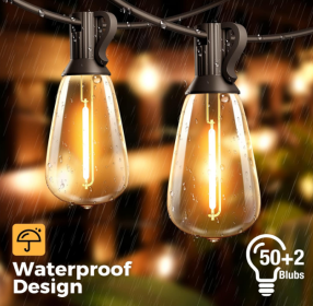 2W, 15m, 15 pc, Outdoor Old Edison Bulb High Pressure Lamp, Waterproof and Dimming Outdoor Chandelier for Backyard Bistro Porch Garden.