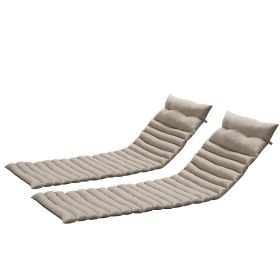 2 Piece Set Outdoor Lounge Chair Cushion Replacement Patio Furniture Seat Cushion Chaise Lounge Cushion-KHAKI