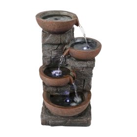 15.7 Inch Indoor Fountain Cascading Fountain with Led Lights and Pump