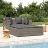 Sunbed with Cushions Gray 71.7" x 46.5" x 24.8" Poly Rattan