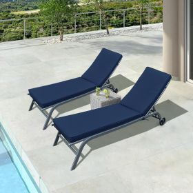 2PC Set Outdoor Lounge Chair Cushion Replacement Patio Furniture Seat Cushion Chaise Lounge Cushion-Navy Blue