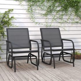 Garden Glider Chairs 2 Piece Black 24" x 29.9" x 34.3" Textilene & Steel