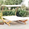 Patio Lounge Bed with Canopy 65" x 79.9" x 54.3" Solid Bent Wood Cream