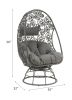 ACME Hikre Patio Lounge Chair & Side Table, Clear Glass, Charcoal Fabric & Black Wicker