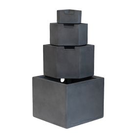 41.7 Inch Gray Cement 4 Tier Block Outdoor Water Fountain