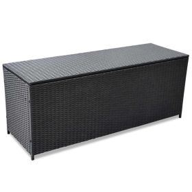 Patio Storage Box Black 59" x 19.7" x 23.6" Poly Rattan