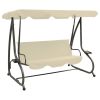 Outdoor Swing Bench with Canopy Sand White