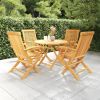 5 Piece Patio Dining Set Solid Teak Wood