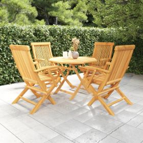 5 Piece Patio Dining Set Solid Teak Wood