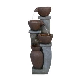 32.8 Inch High 4-Tier Modern Indoor/Outdoor Water Fountain - LED Lighted Outdoor Garden Waterfall Fountain