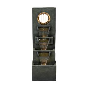 39.3 Inch High Modern Outdoor Floor Fountain with LED Lights