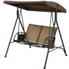 2-Person Patio Swing with Adjustable Canopy and 2 Storage Pockets