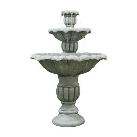 39.3 Inch Outdoor Concrete Floor Water Fountain with Submersible Electric Pump for Yard Patio Lawn Decor