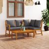 4 Piece Patio Lounge Set with Cushion Solid Acacia Wood