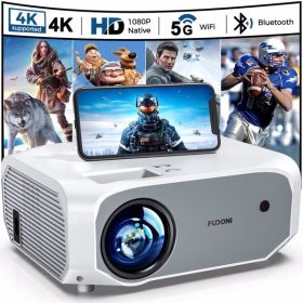 Projector with WiFi and Bluetooth - Native 1080P 5G WiFi 4K Projector Compatible with FUDONI 10000L Portable Outdoor Theater Projector with Screen