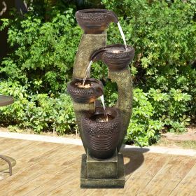 40 Inch Tall Modern Outdoor Fountain - Outdoor Garden Fountain with Contemporary Design for Patio Decor