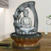 11 Inch Buddha Fountain Fengshui Indoor Tabletop Decorative Waterfall Kit with Submersible Pump for Office and Home Decor