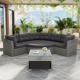 Patio Furniture Set Outdoor Furniture Daybed Rattan Sectional Furniture Set Patio Seating Group with Cushions and Center Table for Lawn, Backyard