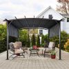 12 x 9 Ft Outdoor Pergola Patio Gazebo,Retractable Shade Canopy,Steel Frame Gray Gazebo,Sun Shelter Pergola for Gardens,Terraces  Backyard