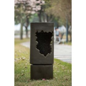 56.5 Inch High Large Outdoor Water Fountain with Light, Contemporary Calming Elegance Cement Water Feature, for Garden, Patio