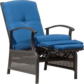 Patio Recliner Chair with Cushions,Outdoor Adjustable Lounge Chair,Reclining Patio Chairs with Strong Extendable Metal Frame for Reading,Garden