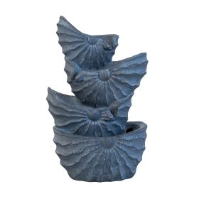 21.5 Inch Decorative 4 Tier Blue Nautilus Shell Water Fountain with Light for Indoor and Outdoor