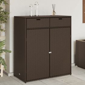 Patio Storage Cabinet Brown 41.3" x 21.7" x 44.5" Poly Rattan