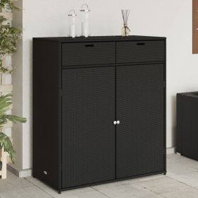 Patio Storage Cabinet Black 41.3" x 21.7" x 44.5" Poly Rattan