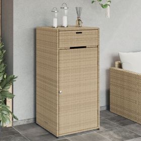 Patio Storage Cabinet Beige 21.7" x 21.7" x 43.7" Poly Rattan