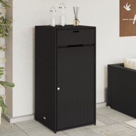 Patio Storage Cabinet Black 21.7" x 21.7" x 43.7" Poly Rattan