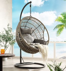 ACME Vinnie Patio Swing Chair with Stand, Fabric & Rope