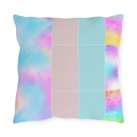 Decorative Outdoor Pillows - Set of 2, Pastel Colorblock Watercolor Illustration