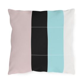 Decorative Outdoor Pillows - Set of 2, Pastel Colorblock Pink/black/blue