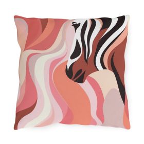 Decorative Outdoor Pillows - Set of 2, Boho Pink and White Contemporary Art Lines