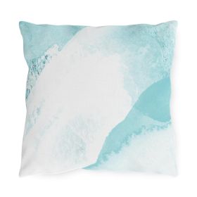 Decorative Outdoor Pillows - Set of 2, Subtle Abstract Ocean Blue and White Print