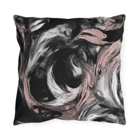 Decorative Outdoor Pillows With Zipper - Set of 2, Black Pink White Abstract Pattern