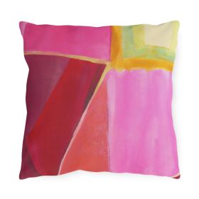 Decorative Outdoor Pillows With Zipper - Set of 2, Pink Mauve Red Geometric Pattern