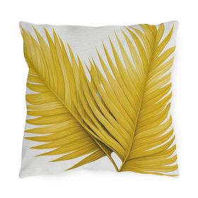 Decorative Outdoor Pillows With Zipper - Set of 2, Yellow Palm Tree Leaves Minimalist Art