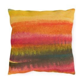 Decorative Outdoor Pillows With Zipper - Set Of 2, Autumn Fall Watercolor Abstract Print