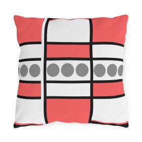 Decorative Outdoor Pillows With Zipper - Set of 2, Mauve Grey White Geometric Pattern