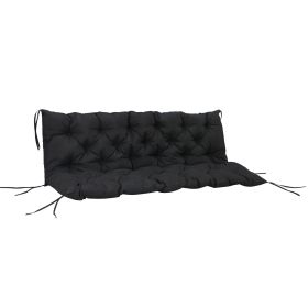 Outsunny Tufted Bench Cushions for Outdoor Furniture, 3-Seater Replacement for Swing Chair, Patio Sofa/Couch, Overstuffed, Includes Backrest, Black