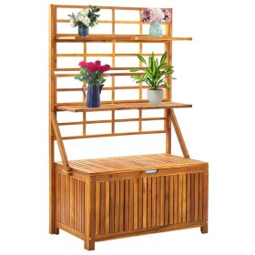 Storage Box with Trellis 39" x 21.7" x 63" Solid Acacia Wood