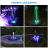 Solar Powered Fountain Pump Floating Bird Bath Pond Pump w/ LED Lights 7 Nozzles For Outdoor Garden Backyard Pond Pool